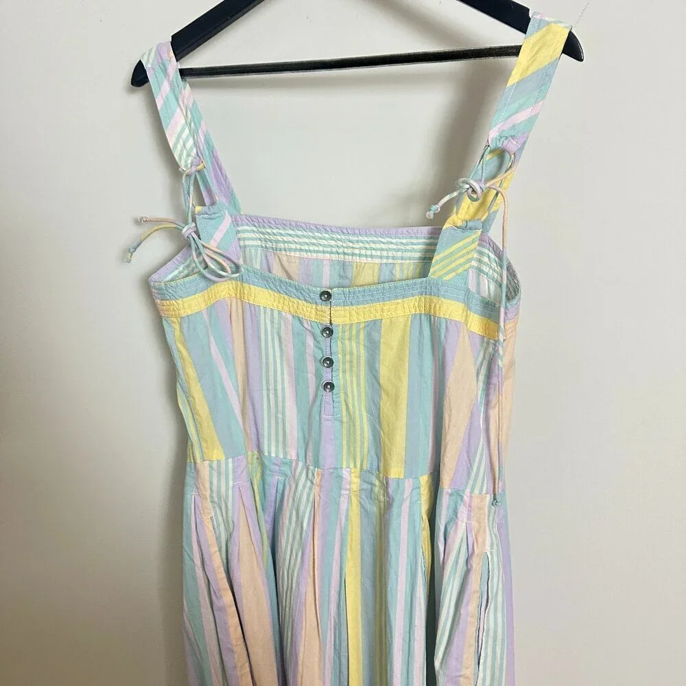 FREE PEOPLE Primavera Stripe Cotton Midi Dress in Pastel Combo Size Medium - Picture 7 of 8